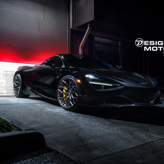 Black McLaren 720S with Carbon Fiber Front Bumper Lip - Photo by Vossen