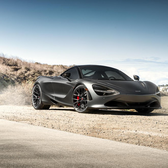 Dark Smoke Custom Headlights on Gray McLaren 720S - Photo by Vossen