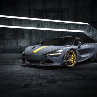 Gray McLaren 720S with Carbon Fiber Front Bumper Lip - Photo by Vorsteiner