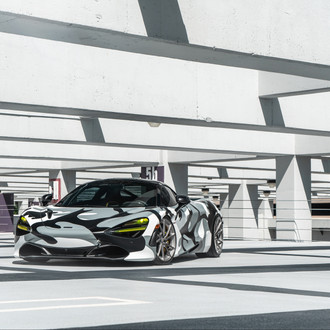 Yellow LED Headlights on Camo McLaren 720S - Photo by ANRKY Wheels