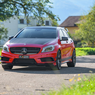 Red and Black Mercedes A Class with Custom Front Bumper - Photo by Vossen