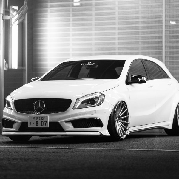 White Mercedes A Class with Custom Headlights - Photo by Vossen