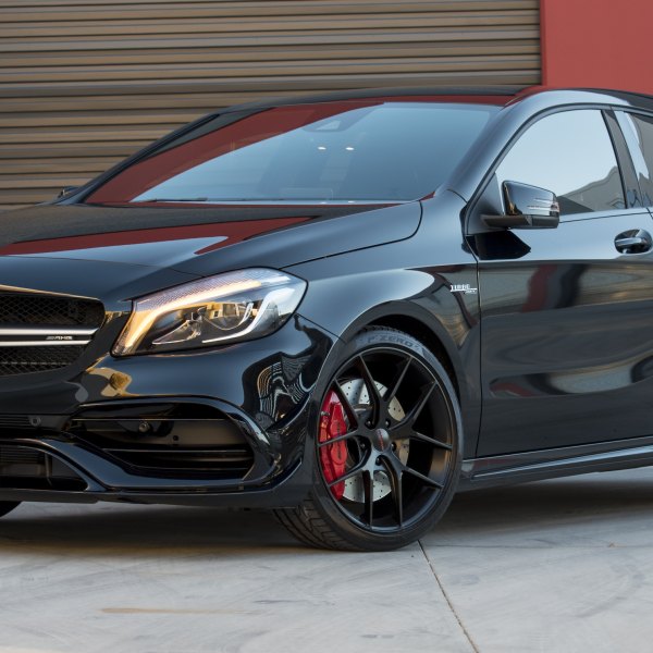 Aftermarket Front Bumper on Black Mercedes A Class - Photo by Forgeline Motorsports