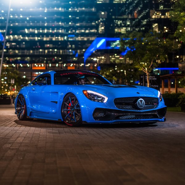 Custom Body Kit on Blue Mercedes AMG GT - Photo by Forgiato