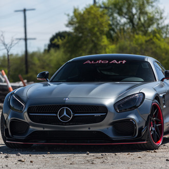 Mean Gray Mercedes AMG GT with Red Elements