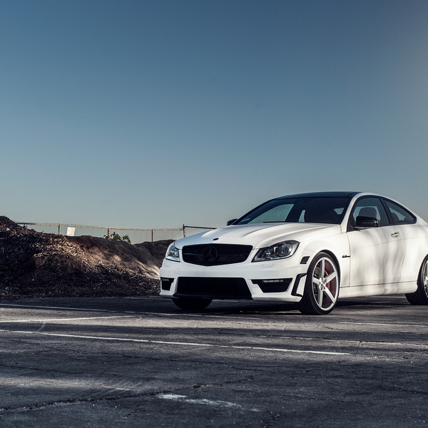 White Mercedes C Class with Custom Hood - Photo by Vossen