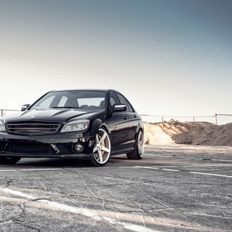 Custom Grille on Black Mercedes C Class - Photo by Vossen