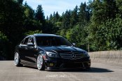 Black Mercedes C Class Dressed Up in Chrome Concept One Wheels and Featuring Carbon Fiber Bumper Lip