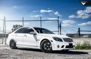 White Mercedes C Class Gets a Distinctive Appearance with Custom Matte Black Rims