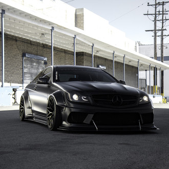 Custom Stanced Black Matte Mercedes C Class - Photo by Zito Wheels