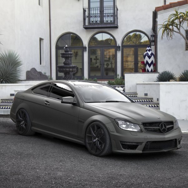 Matte Gray Mercedes C Class with Blacked Out Grille - Photo by Zito Wheels