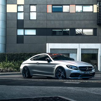 Aftermarket Front Bumper on Silver Mercedes C Class - Photo by Brixton Forged Wheels