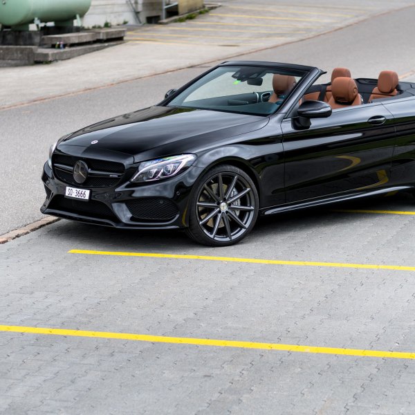 Custom Convertible Mercedes C Class with Blacked Out Grille - Photo by Vossen