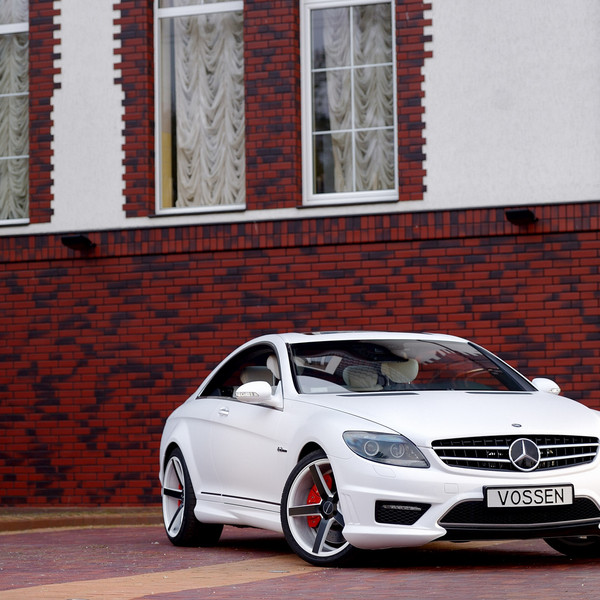 Custom White Mercedes CL Class with Black Bumper Grille - Photo by Vossen