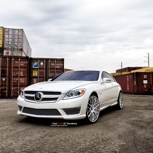 White Mercedes CL Class with Front Bumper Lip - Photo by Vellano