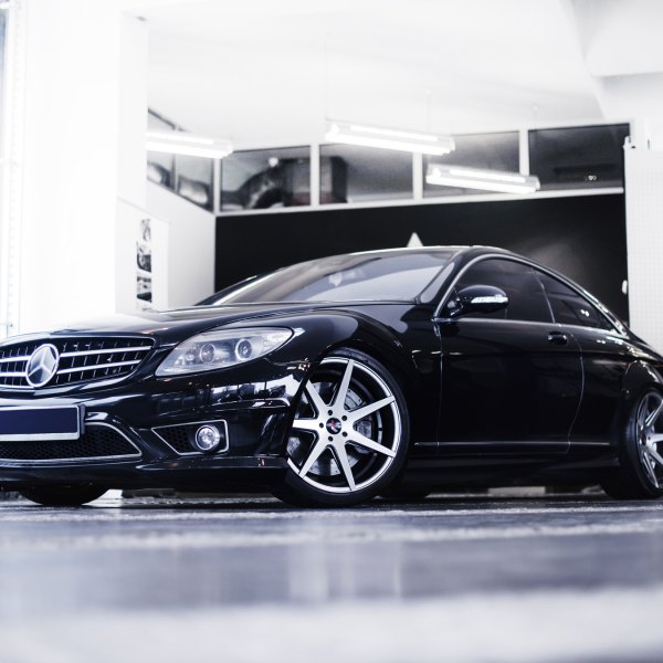 Crystal Clear Headlights on Black Mercedes CL Class - Photo by JR Wheels