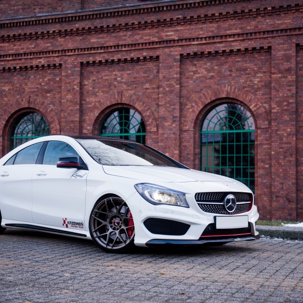 White Mercedes CLA Class with Custom Front Lip - Photo by JR Wheels