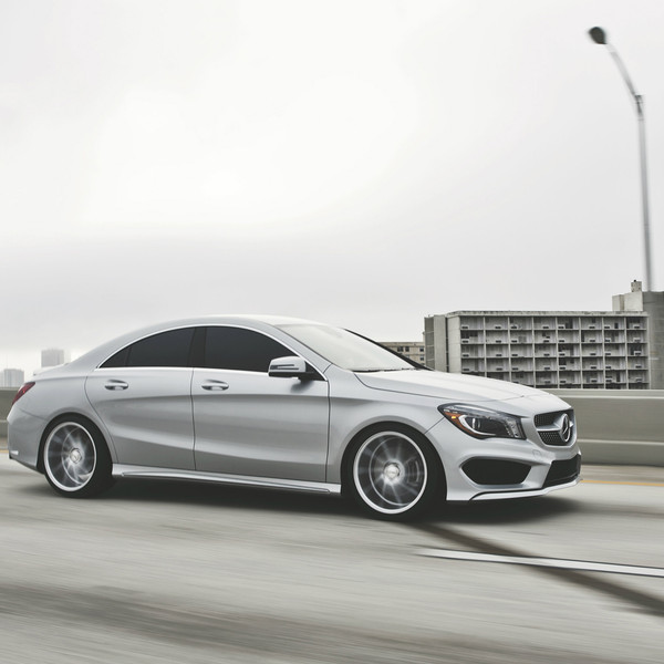 Silver Mercedes CLA with Custom Headlights - Photo by Vossen
