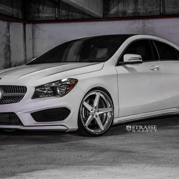 White Mercedes CLA-Class with Chrome Mesh Grille - Photo by Strasse Forged