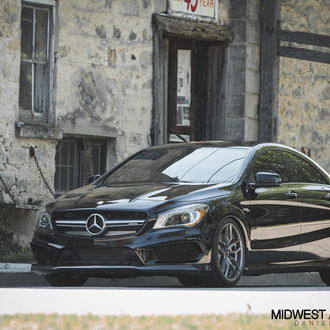 Custom Projector Headlights on Black Mercedes CLA Class - Photo by Vorstiner