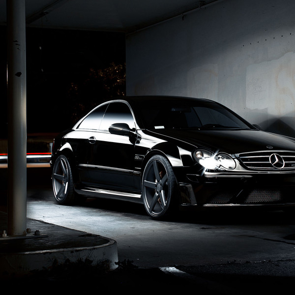 Black Mercedes CLK with Custom Halo Headlights - Photo by Vossen