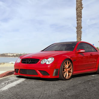 Eye-Catching Red Mercedes CLK Class on Bronze Bottoms