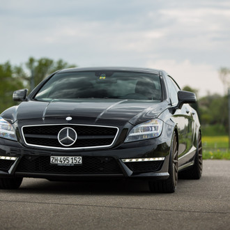 Black Mercedes CLS with Custom Hood - Photo by Vossen