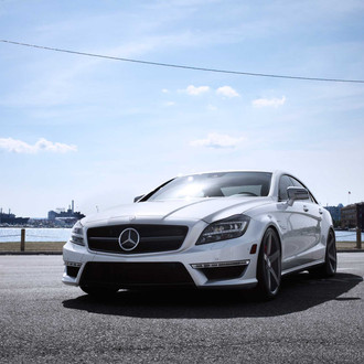 White Mercedes CLS with Custom Hood - Photo by Vossen