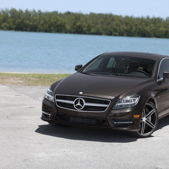 Black Mercedes CLS with Aftermarket LED Headlights - Photo by Vossen