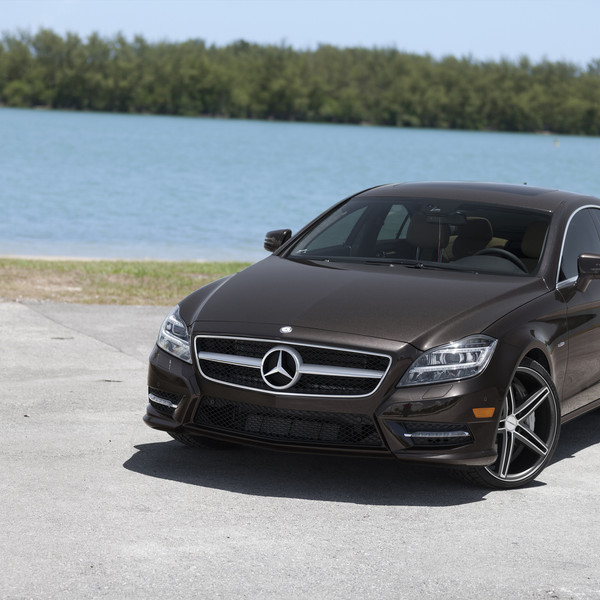Black Mercedes CLS with Aftermarket LED Headlights - Photo by Vossen