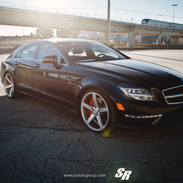 Black Mercedes CLS with Aftermarket Front Bumper - Photo by Vossen