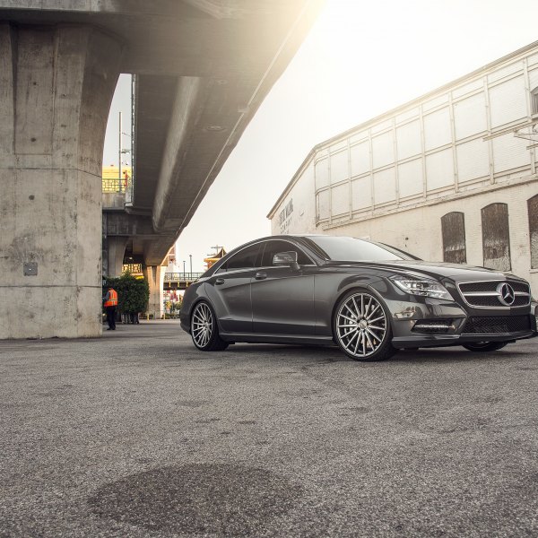 Gray Mercedes CLS with Custom Front Bumper - Photo by Vossen