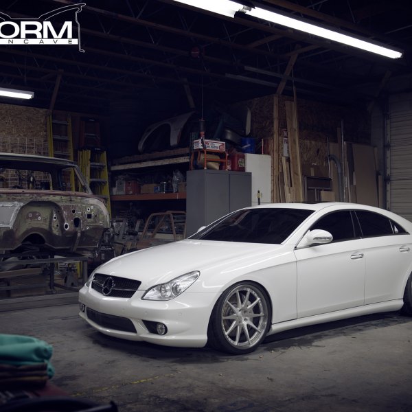 White Mercedes CLS with Custom Front Bumper - Photo by Avant Garde Wheels