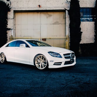 Chrome Grille on White Mercedes CLS - Photo by Avant Garde Wheels