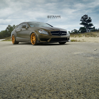 Olive Matte Mercedes CLS-Class with Custom Front Lip - Photo by Strasse Forged
