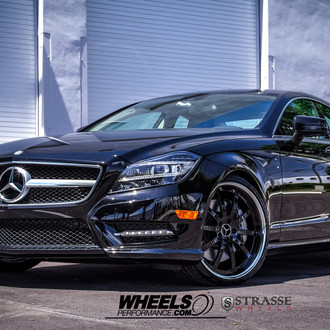 Custom LED Headlights on Black Mercedes CLS-Class - Photo by Strasse Forged