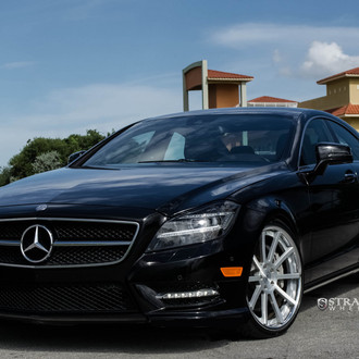 Black Mercedes CLS-Class with Aftermarket LED Headlights - Photo by Strasse Forged