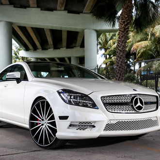 Custom White Mercedes CLS with Custom Grille - Photo by Vossen
