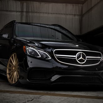 LED-bar Style Headlights on Black Mercedes E Class - Photo by Vossen
