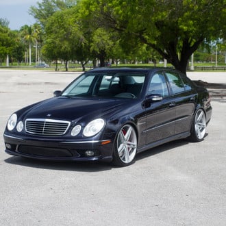 Chrome Detailing on Stylish Black Mercedes E55 AMG