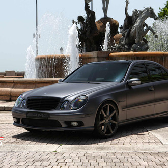 Front Bumper with Fog Lights on Gray Mercedes E Class - Photo by Vossen
