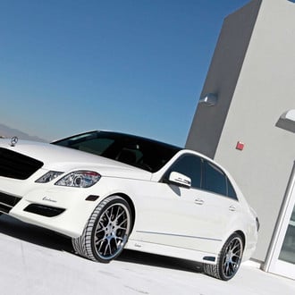 White Mercedes E Class with Blacked Out Billet Grille - Photo by Vossen
