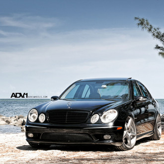 Lowered Mercedes E55 AMG on Classy ADV1 Rims