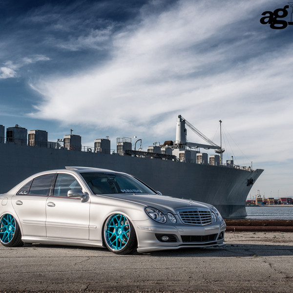 Custom Silver Lowered Mercedes E-Class - Photo by Avant Garde Wheels