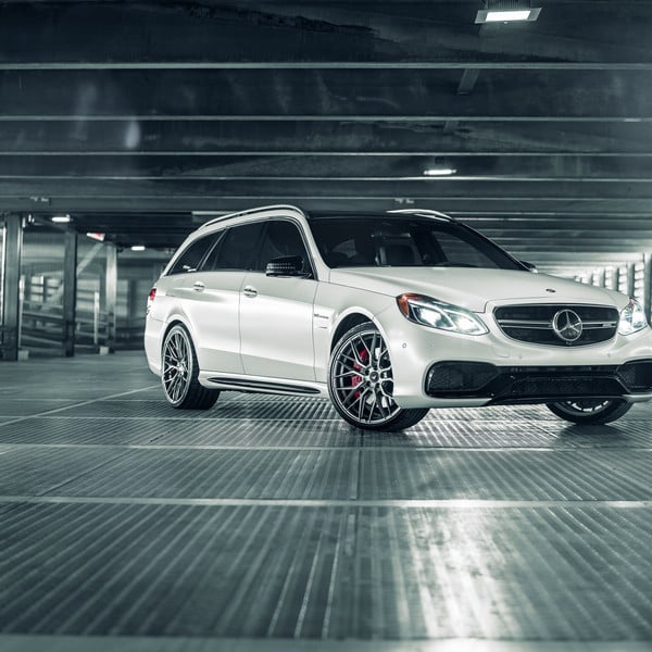 White Mercedes E Class with Custom LED Headlights - Photo by Vorstiner