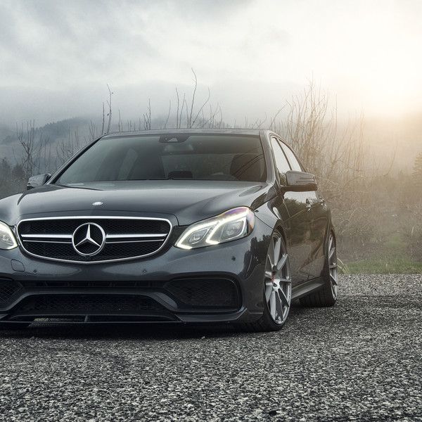 Custom Front Bumper on Black Mercedes E Class - Photo by Vorstiner