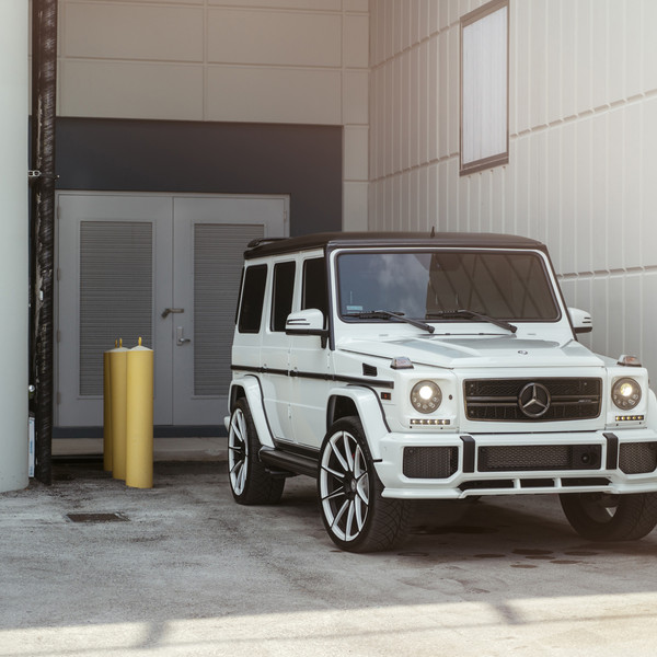 White Mercedes G-Class with Custom Front Bumper - Photo by Avant Garde Wheels