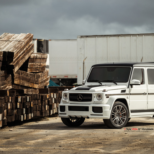 Custom Body Kit on White Mercedes G Class - Photo by Vellano