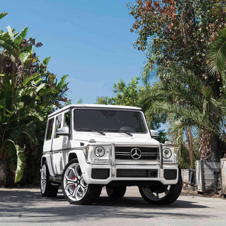 White Mercedes G Class with Polished Grille Guard - Photo by Forgiato