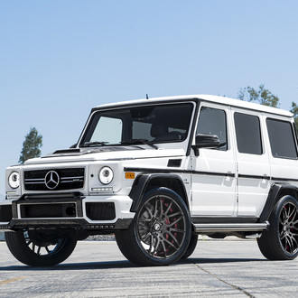 White Mercedes G Class with Carbon Fiber Hood - Photo by Forgiato